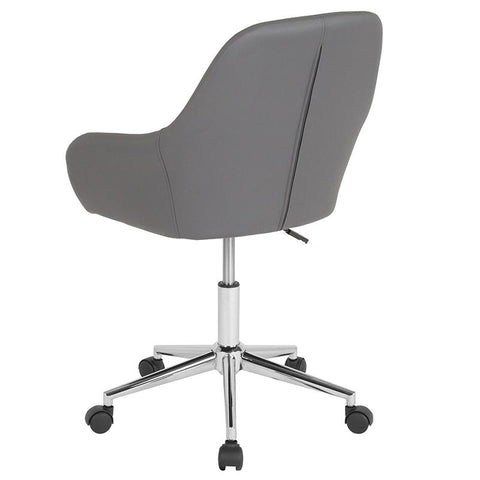 Flash Furniture Cortana Home and Office Mid-Back Chair in Gray Leather - DS-8012LB-GRY-GG