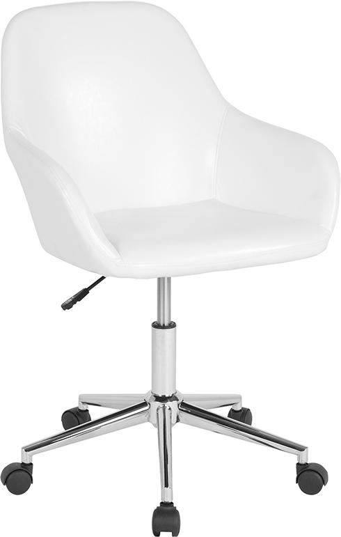 Flash Furniture Cortana Home and Office Mid-Back Chair in White Leather - DS-8012LB-WH-GG