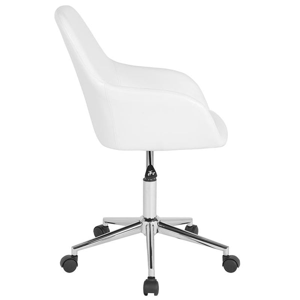 Flash Furniture Cortana Home and Office Mid-Back Chair in White Leather - DS-8012LB-WH-GG