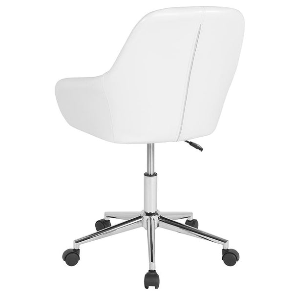 Flash Furniture Cortana Home and Office Mid-Back Chair in White Leather - DS-8012LB-WH-GG
