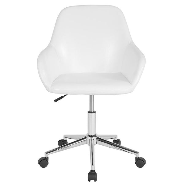 Flash Furniture Cortana Home and Office Mid-Back Chair in White Leather - DS-8012LB-WH-GG