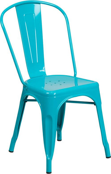 Flash Furniture Crystal Teal-Blue Metal Indoor-Outdoor Stackable Chair - ET-3534-CB-GG