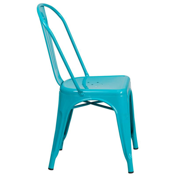 Flash Furniture Crystal Teal-Blue Metal Indoor-Outdoor Stackable Chair - ET-3534-CB-GG