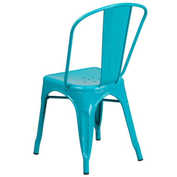 Flash Furniture Crystal Teal-Blue Metal Indoor-Outdoor Stackable Chair - ET-3534-CB-GG