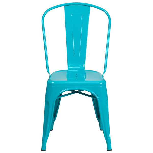 Flash Furniture Crystal Teal-Blue Metal Indoor-Outdoor Stackable Chair - ET-3534-CB-GG