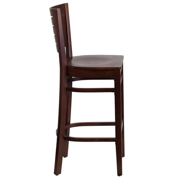 Flash Furniture Darby Series Slat Back Walnut Wood Restaurant Barstool - XU-DG-W0108BBAR-WAL-WAL-GG