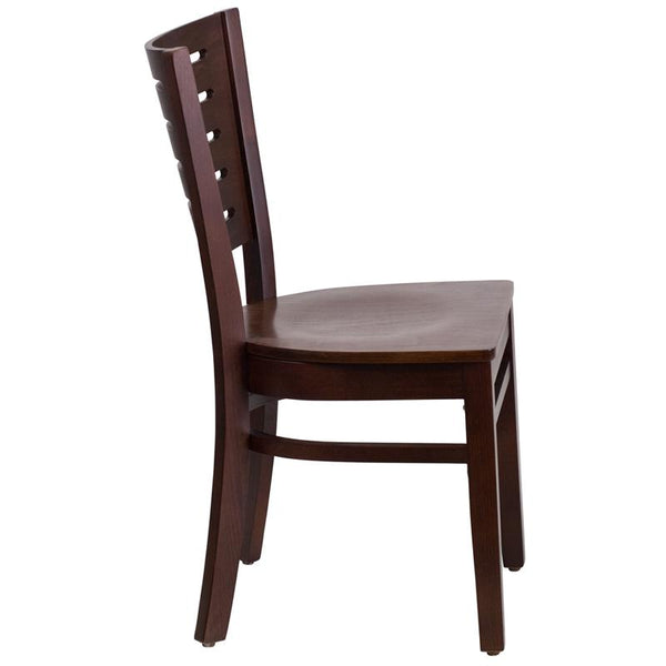 Flash Furniture Darby Series Slat Back Walnut Wood Restaurant Chair - XU-DG-W0108-WAL-WAL-GG