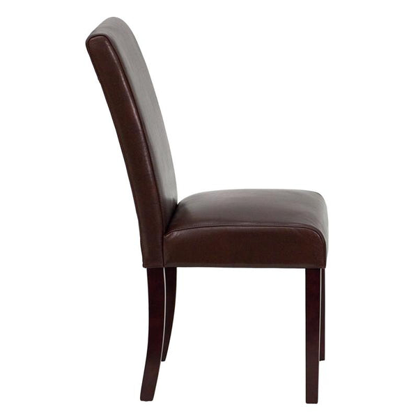 Flash Furniture Dark Brown Leather Parsons Chair - BT-350-BRN-LEA-008-GG