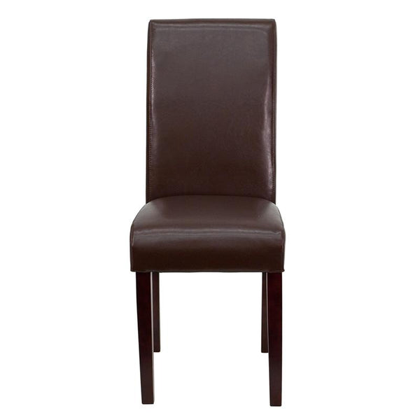 Flash Furniture Dark Brown Leather Parsons Chair - BT-350-BRN-LEA-008-GG