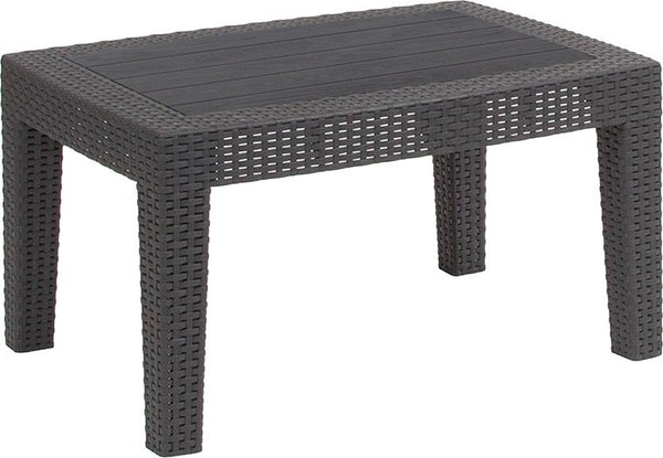 Flash Furniture Dark Gray Faux Rattan Coffee Table - DAD-SF2-T-DKGY-GG