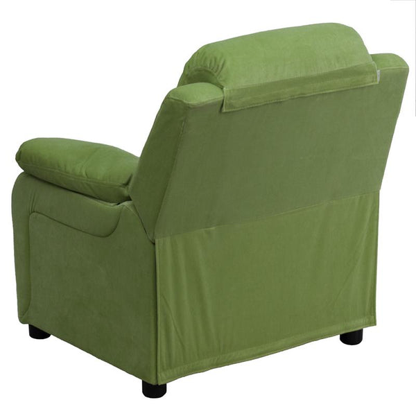 Flash Furniture Deluxe Padded Contemporary Avocado Microfiber Kids Recliner with Storage Arms - BT-7985-KID-MIC-AVO-GG