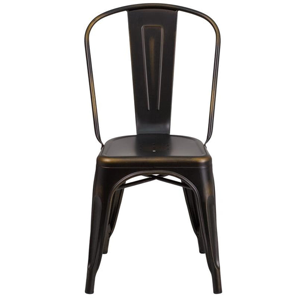 Flash Furniture Distressed Copper Metal Indoor-Outdoor Stackable Chair - ET-3534-COP-GG