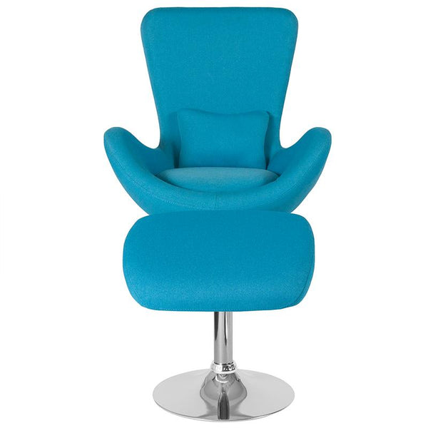 Flash Furniture Egg Series Aqua Fabric Side Reception Chair with Ottoman - CH-162430-CO-AQ-FAB-GG