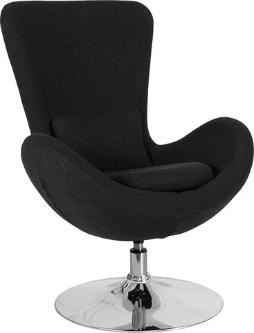 Flash Furniture Egg Series Black Fabric Side Reception Chair - CH-162430-BK-FAB-GG