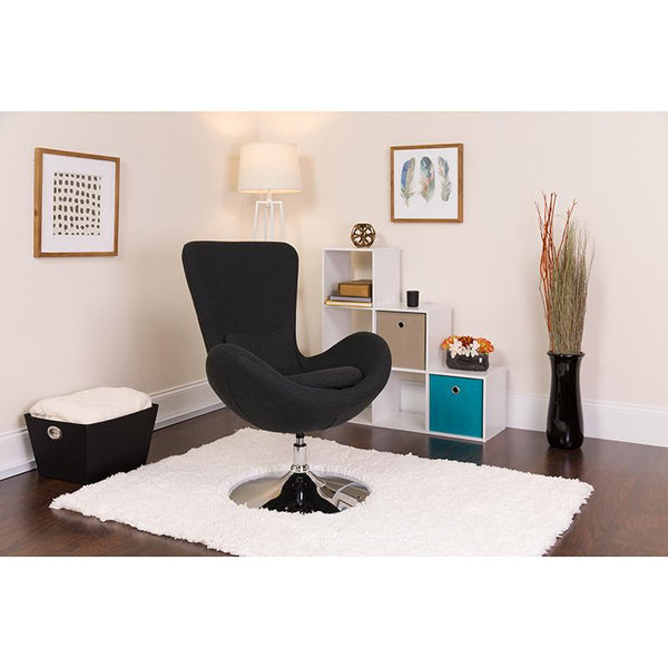 Flash Furniture Egg Series Black Fabric Side Reception Chair - CH-162430-BK-FAB-GG