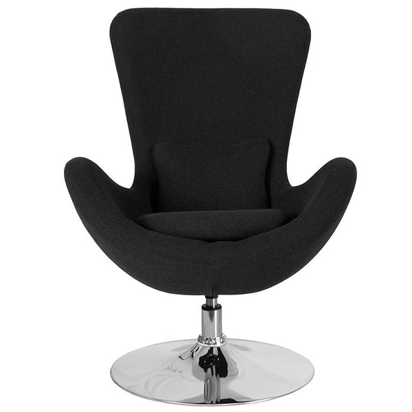 Flash Furniture Egg Series Black Fabric Side Reception Chair - CH-162430-BK-FAB-GG