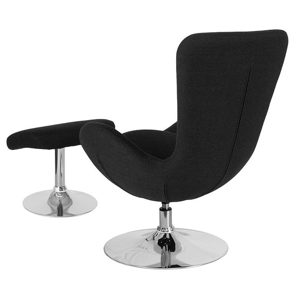 Flash Furniture Egg Series Black Fabric Side Reception Chair with Ottoman - CH-162430-CO-BK-FAB-GG