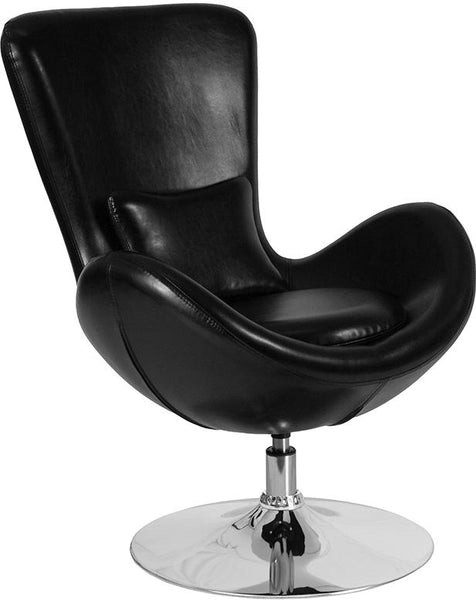 Flash Furniture Egg Series Black Leather Side Reception Chair - CH-162430-BK-LEA-GG