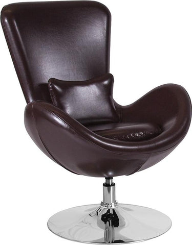 Flash Furniture Egg Series Brown Leather Side Reception Chair - CH-162430-BN-LEA-GG