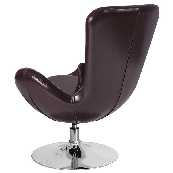 Flash Furniture Egg Series Brown Leather Side Reception Chair - CH-162430-BN-LEA-GG