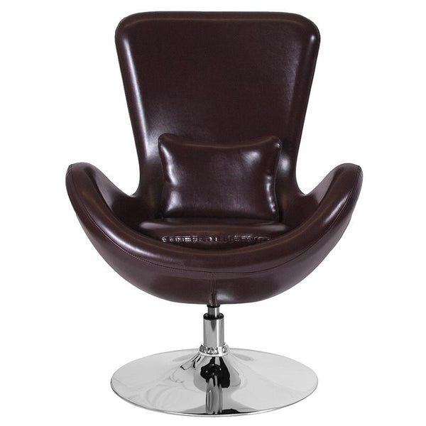 Flash Furniture Egg Series Brown Leather Side Reception Chair - CH-162430-BN-LEA-GG