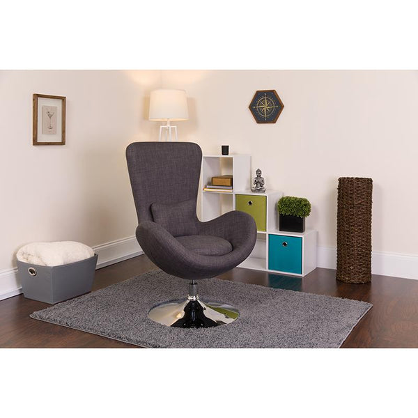 Flash Furniture Egg Series Dark Gray Fabric Side Reception Chair - CH-162430-DKGY-FAB-GG