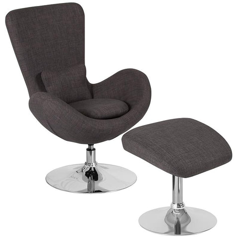 Flash Furniture Egg Series Dark Gray Fabric Side Reception Chair with Ottoman - CH-162430-CO-DKGY-FAB-GG