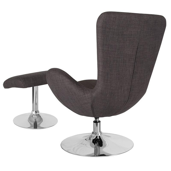 Flash Furniture Egg Series Dark Gray Fabric Side Reception Chair with Ottoman - CH-162430-CO-DKGY-FAB-GG