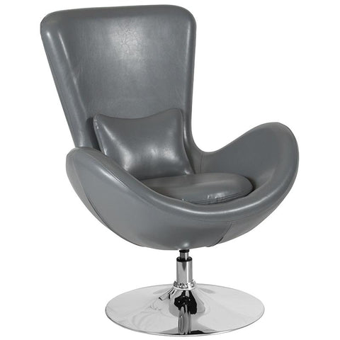 Flash Furniture Egg Series Gray Leather Side Reception Chair - CH-162430-GY-LEA-GG