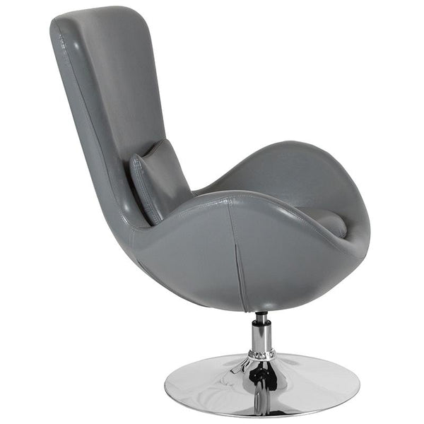 Flash Furniture Egg Series Gray Leather Side Reception Chair - CH-162430-GY-LEA-GG