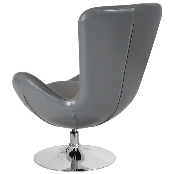 Flash Furniture Egg Series Gray Leather Side Reception Chair - CH-162430-GY-LEA-GG