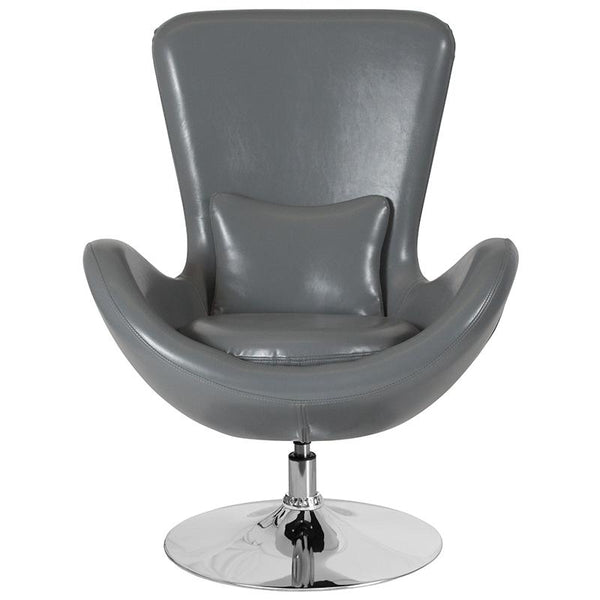 Flash Furniture Egg Series Gray Leather Side Reception Chair - CH-162430-GY-LEA-GG