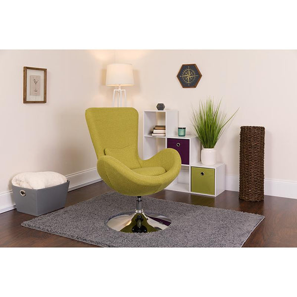 Flash Furniture Egg Series Green Fabric Side Reception Chair - CH-162430-GN-FAB-GG