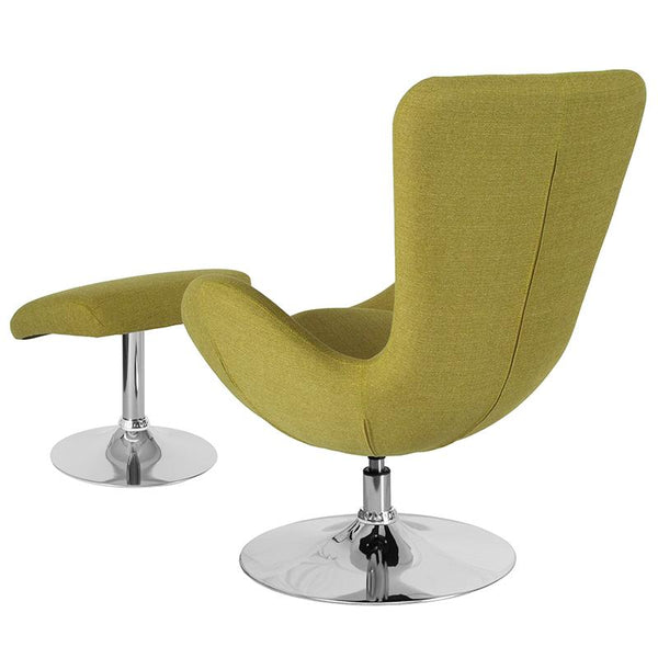 Flash Furniture Egg Series Green Fabric Side Reception Chair with Ottoman - CH-162430-CO-GN-FAB-GG