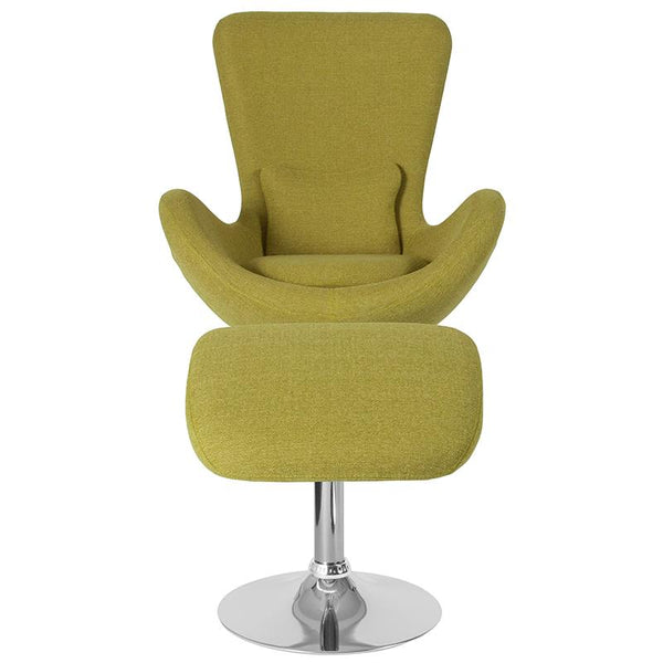 Flash Furniture Egg Series Green Fabric Side Reception Chair with Ottoman - CH-162430-CO-GN-FAB-GG