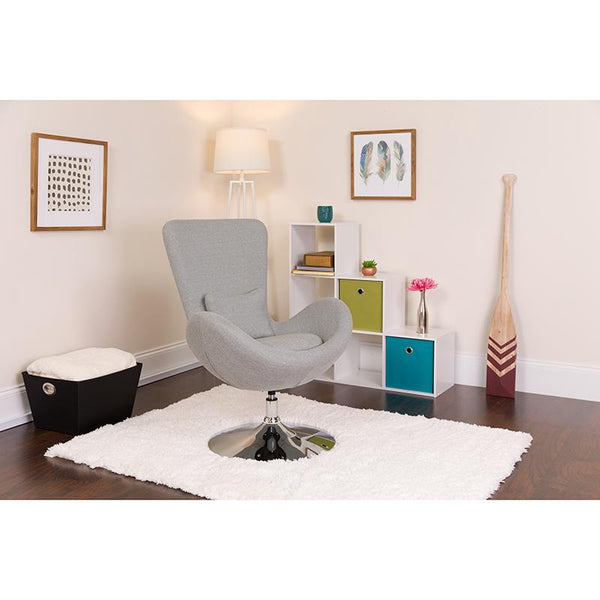 Flash Furniture Egg Series Light Gray Fabric Side Reception Chair - CH-162430-LTGY-FAB-GG