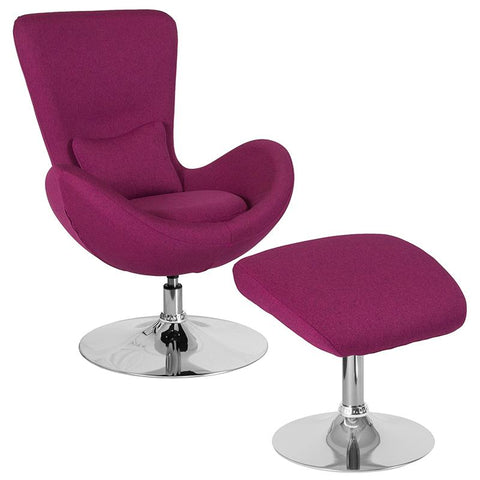 Flash Furniture Egg Series Magenta Fabric Side Reception Chair with Ottoman - CH-162430-CO-MAG-FAB-GG