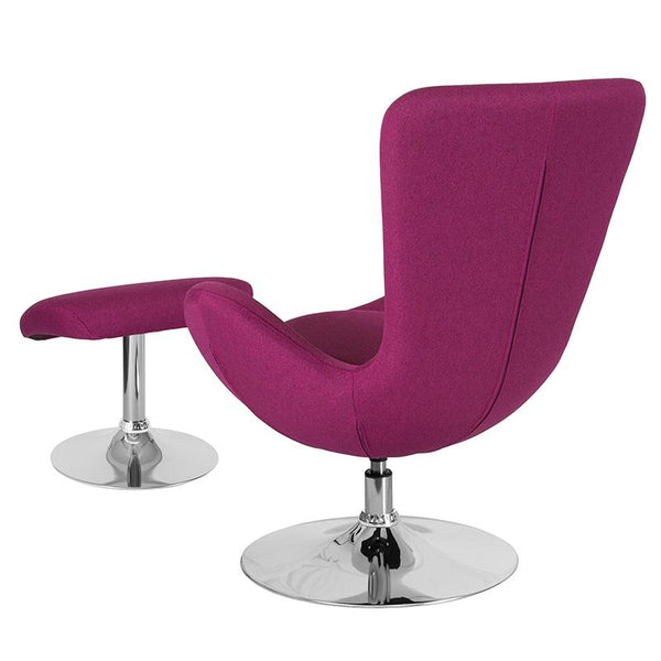 Flash Furniture Egg Series Magenta Fabric Side Reception Chair with Ottoman - CH-162430-CO-MAG-FAB-GG