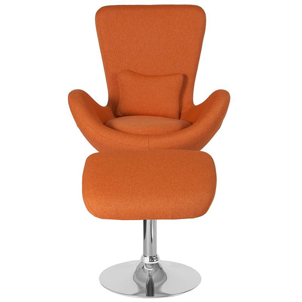 Flash Furniture Egg Series Orange Fabric Side Reception Chair with Ottoman - CH-162430-CO-OR-FAB-GG