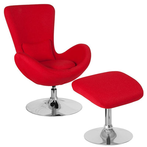 Flash Furniture Egg Series Red Fabric Side Reception Chair with Ottoman - CH-162430-CO-RED-FAB-GG