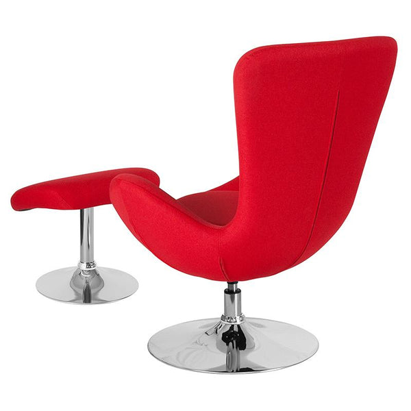 Flash Furniture Egg Series Red Fabric Side Reception Chair with Ottoman - CH-162430-CO-RED-FAB-GG