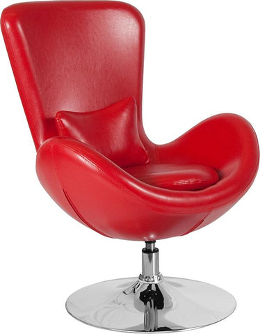 Flash Furniture Egg Series Red Leather Side Reception Chair - CH-162430-RED-LEA-GG