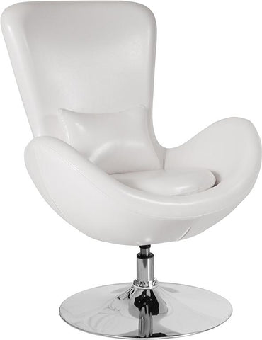 Flash Furniture Egg Series White Leather Side Reception Chair - CH-162430-WH-LEA-GG