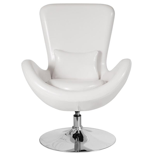 Flash Furniture Egg Series White Leather Side Reception Chair - CH-162430-WH-LEA-GG