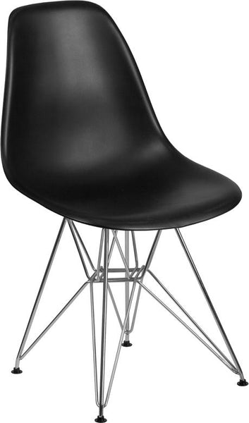 Flash Furniture Elon Series Black Plastic Chair with Chrome Base - FH-130-CPP1-BK-GG