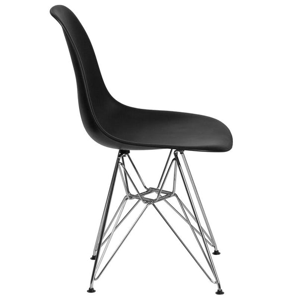 Flash Furniture Elon Series Black Plastic Chair with Chrome Base - FH-130-CPP1-BK-GG