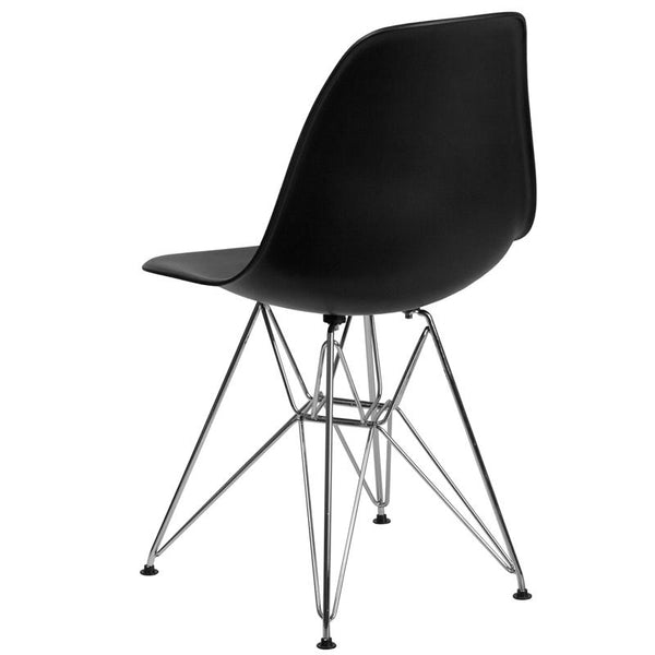 Flash Furniture Elon Series Black Plastic Chair with Chrome Base - FH-130-CPP1-BK-GG