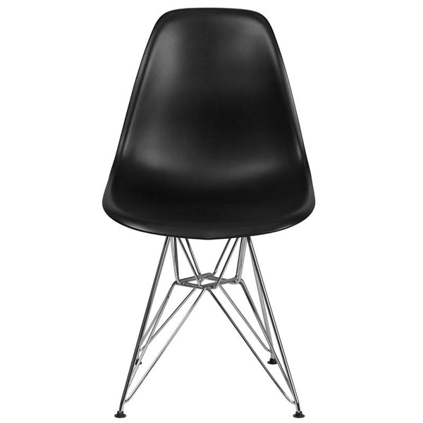 Flash Furniture Elon Series Black Plastic Chair with Chrome Base - FH-130-CPP1-BK-GG