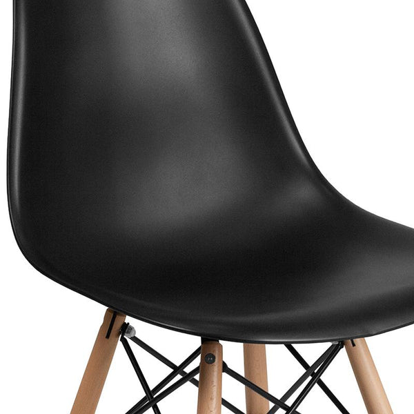 Flash Furniture Elon Series Black Plastic Chair with Wooden Legs - FH-130-DPP-BK-GG