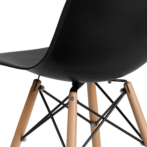 Flash Furniture Elon Series Black Plastic Chair with Wooden Legs - FH-130-DPP-BK-GG